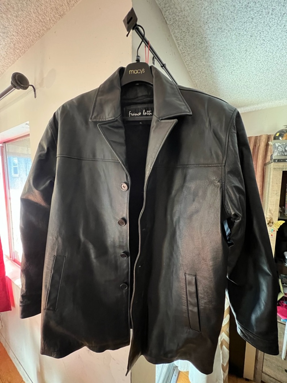 Men's Black Leather Shirt Jacket